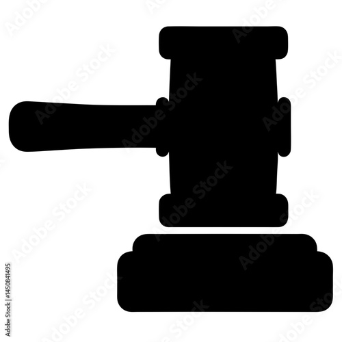 Abstract black silhouette of a gavel representing legal system and auctioneering