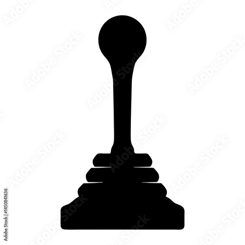 Black Silhouette of a Manual Gear Shift Lever on White Background