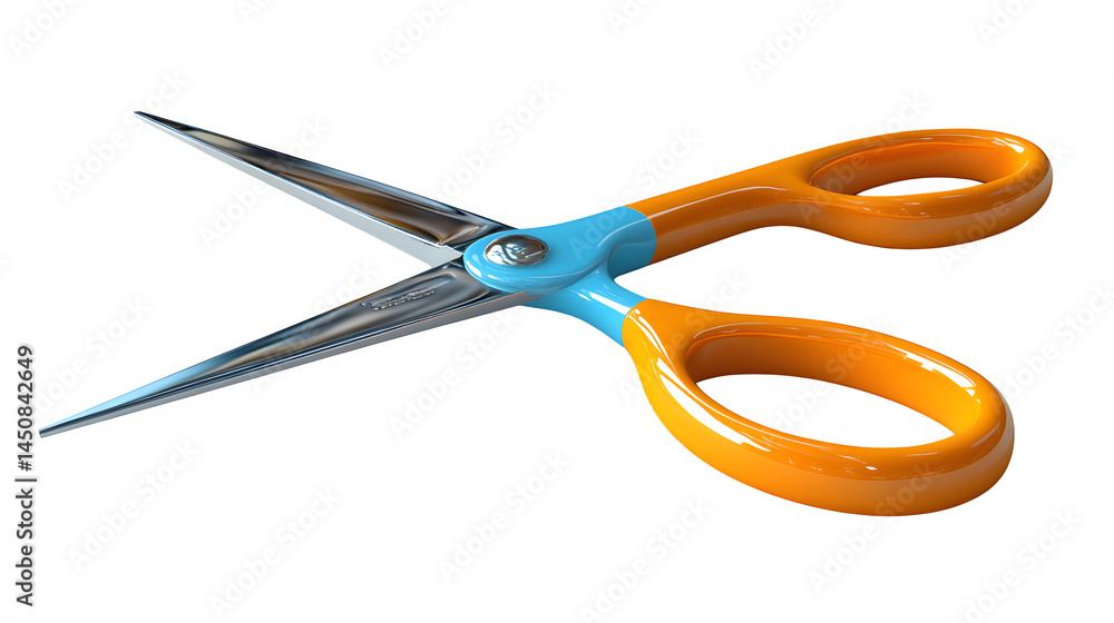 3D rendering of minimal scissors icon in cartoon plastic style, isolated on white background 3D rendering of minimal scissors icon in cartoon plastic style, isolated on white background