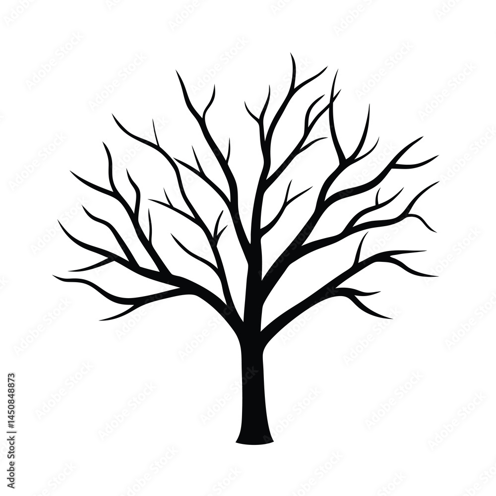 Fototapeta premium Bare Tree Branches on Muted Pale Vector Icon