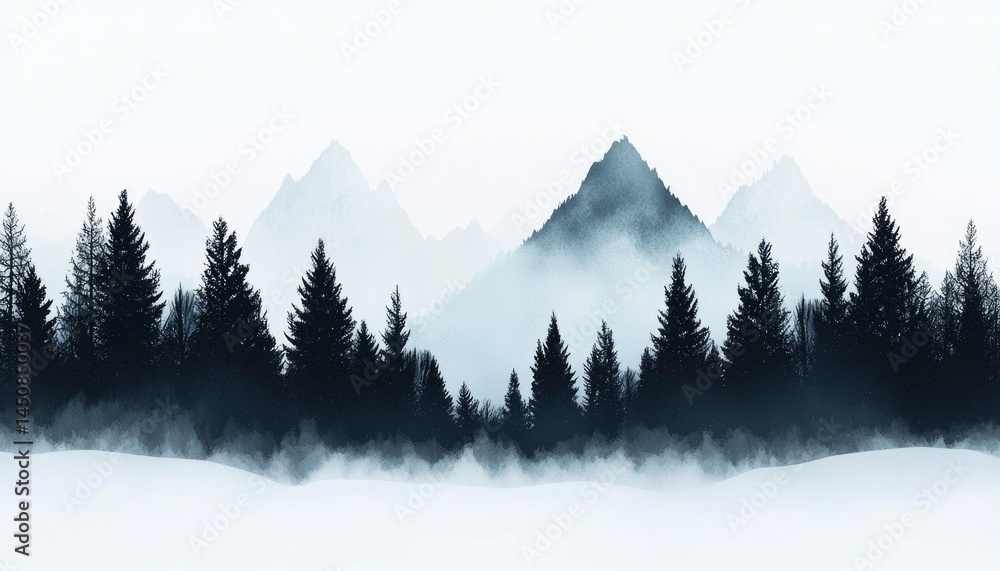 Obraz premium Misty mountain range silhouettes