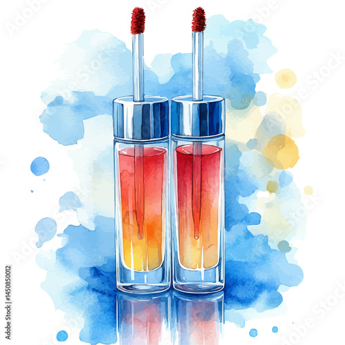 illustration of Double-ended Lip And Cheek Tint, watercolor vector, isolated on a white background.