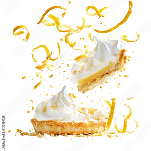 Wallpaper Mural Lemon Meringue Pie Chunks Falling With Zest  isolated on a transparent backgroun Torontodigital.ca