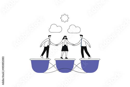 Business Bridge Building Concept Teamwork, Collaboration, and Solution for Success Together