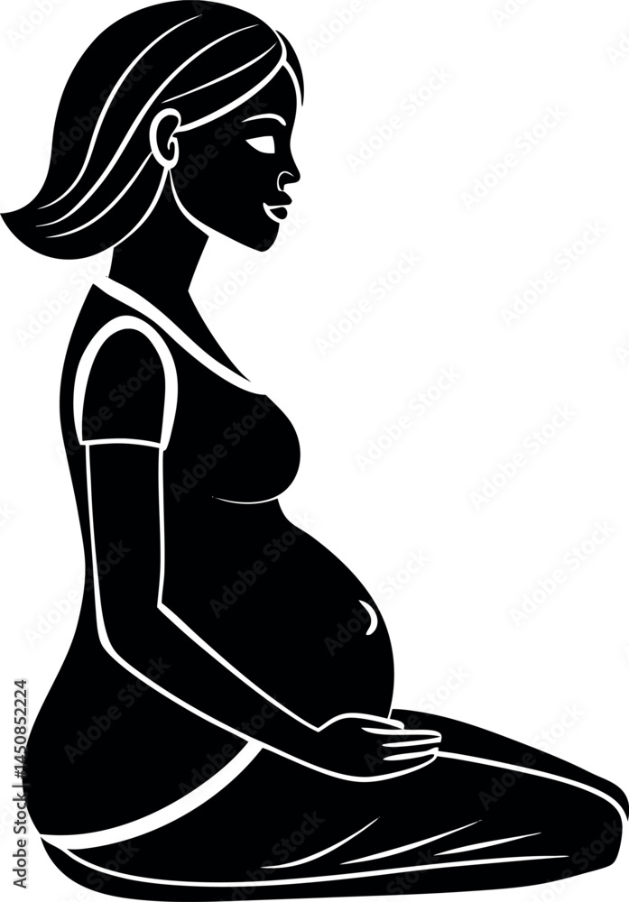 Pregnant Woman Silhouette Vector In Side View Pea Pregnant Woman Silhouette Vector In Side View Pea
