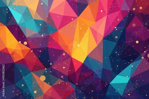 Abstract geometric shapes repeat in vibrant colors , vector, illustration, digital