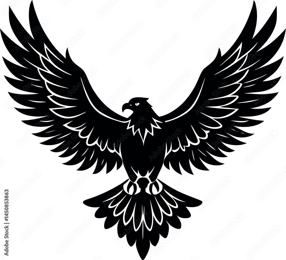 Fototapeta premium Eagle In Flight Silhouette Vector With Wings Sprea