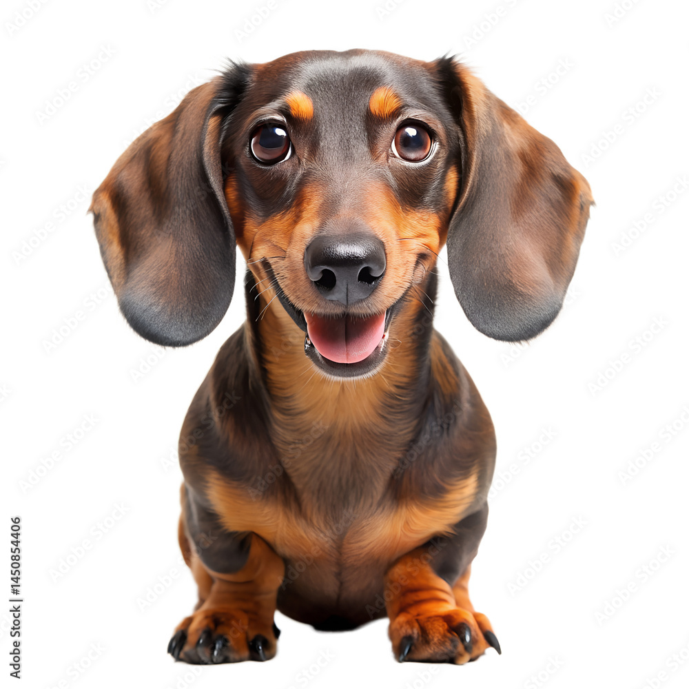 Cute Dachshund With A Smile Isolated White Background Cute Dachshund With A Smile Isolated White Background
