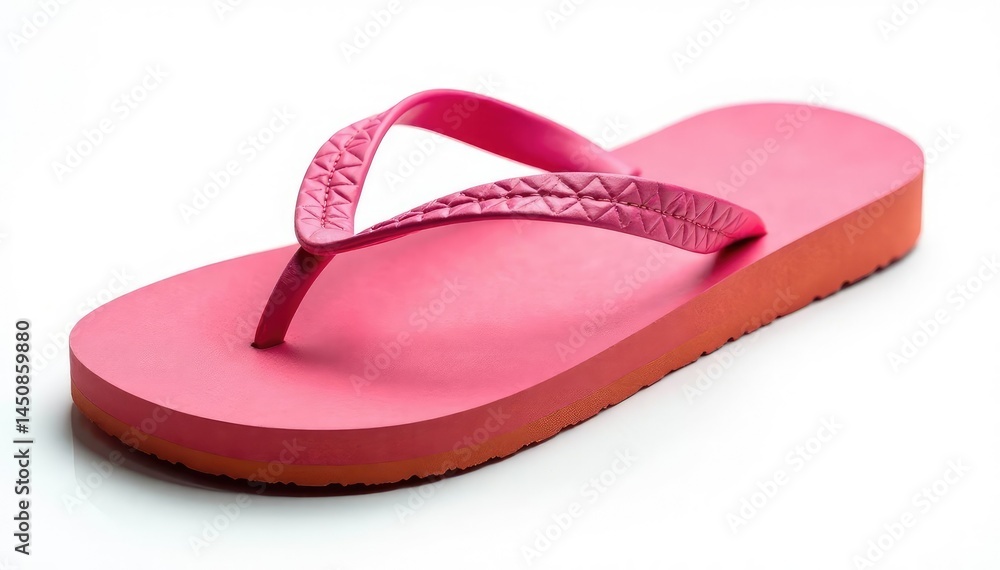 Close-up of a single flip-flop isolated on white background , pink, summertime Close-up of a single flip-flop isolated on white background , pink, summertime