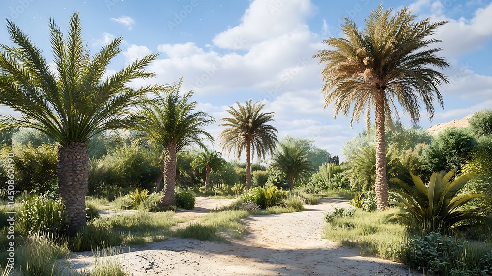Palm trees desert landscape Palm trees desert landscape