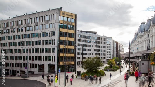 Vibrant Daylight Scenes in Central Oslo Timelapse Journey