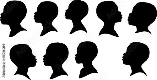 child head, looking up, silhouette vector