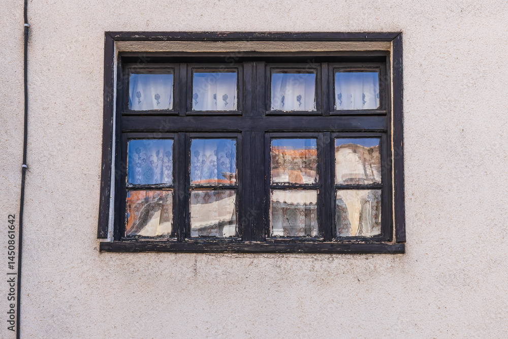 Reflections in a window in the old town of Ohrid.