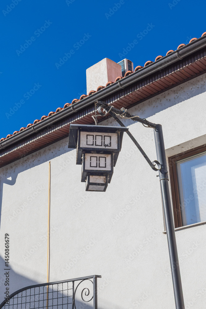 An old street light in the old town of Ohrid.