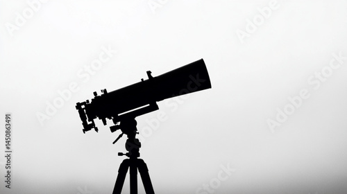 Telescope silhouette for astronomy stargazing and science education equipment for exploration view 95