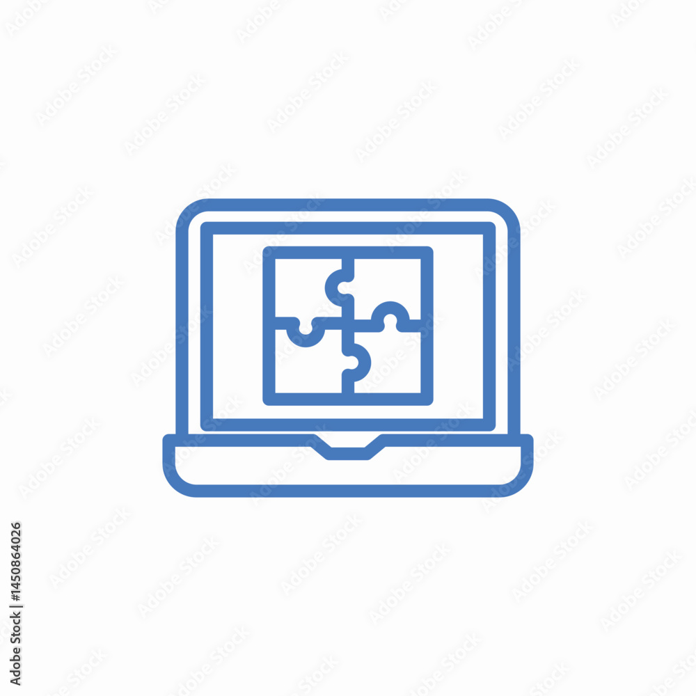 puzzle on laptop icon sign vector puzzle on laptop icon sign vector