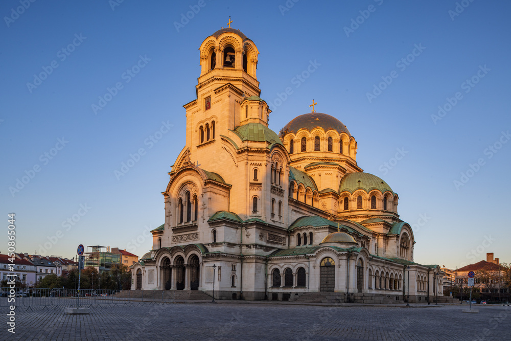 The Saint Alexander Nevsky Cathedral in sunset light.
