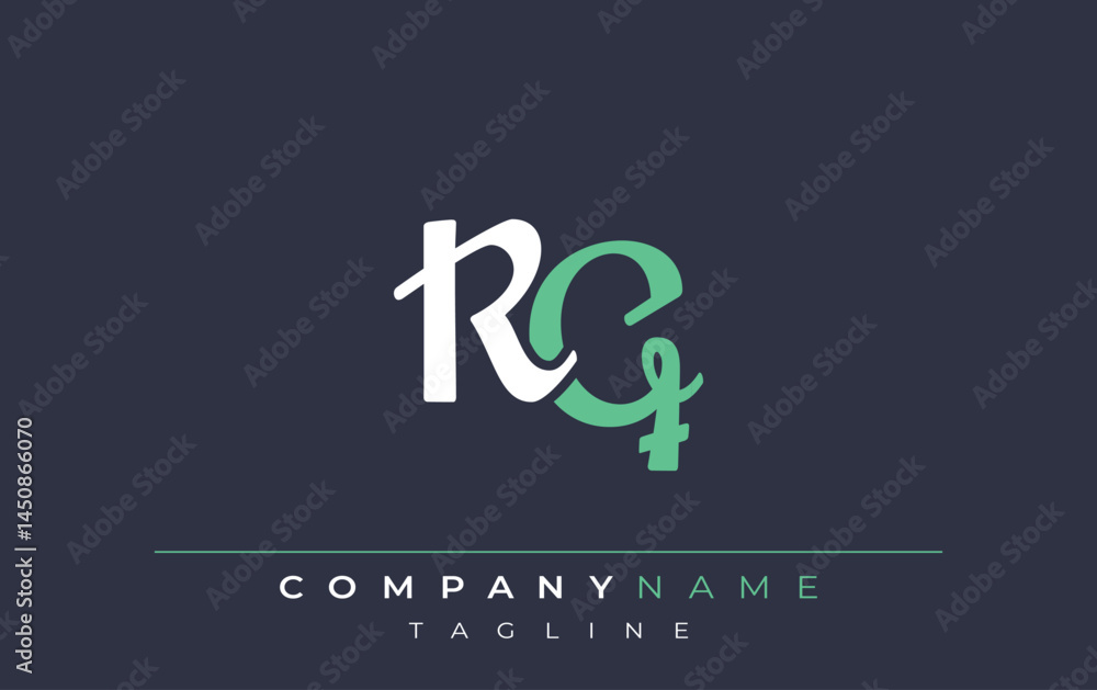Obraz premium Elegant Stylized RQ Lettering Design. Stylish Modern Logo featuring Monogram Letters in White and Teal Shade