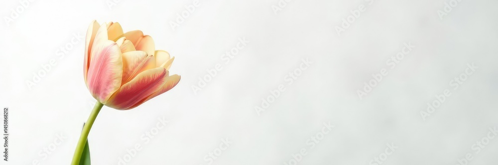 Obraz premium Single tulip in isolation on a snowy white background, bloom, botanical, flowers