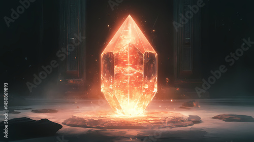A ceremonial crystal glowing with supernatural energy, used by an ancient seer for prophecy. [Electric Myths] | Neon Oracle | glowing seer. Illustration