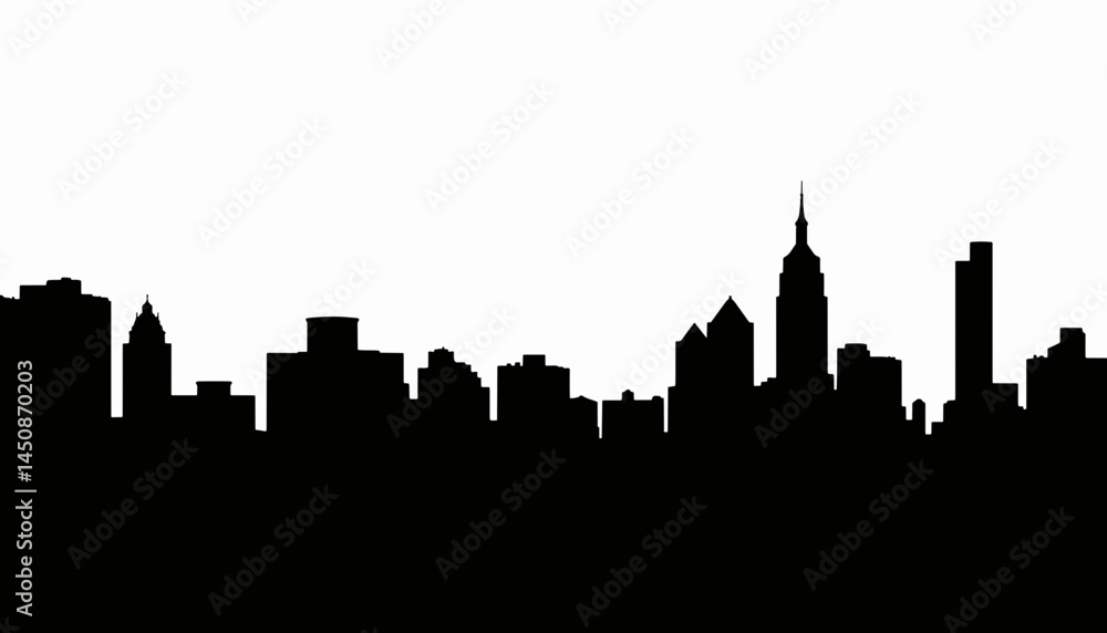 Fototapeta premium Rooftop skyline silhouette at sunset, urban tranquility