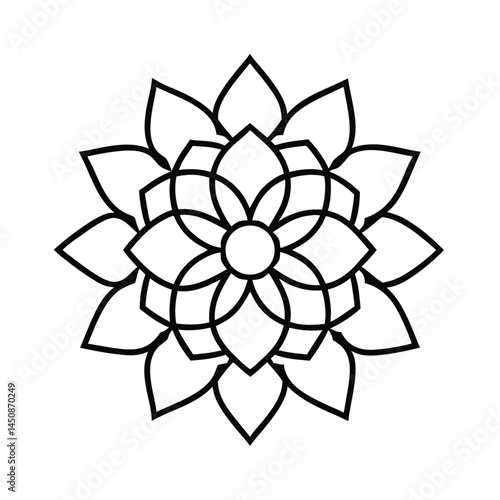 zen style indian mandala open airy vector lines art 