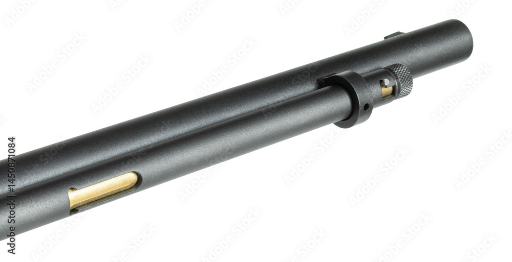 Loading port on a tube magazine under a lever action rifle barrel