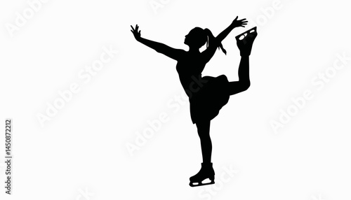 Artistic ice skater performing a spin silhouette, grace and movement