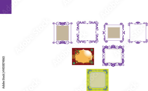 Print paper decor victor design blank squre sign photo stamp frame card pattern border empty illustration
