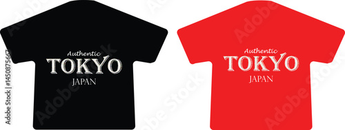 tokyo graphic t-shirts in red and black colors for urban streetwear fashion collection isolated background.