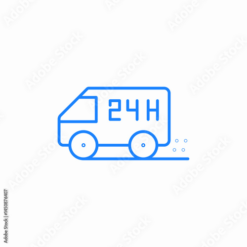 delivery truck 24 hours icon sign vector