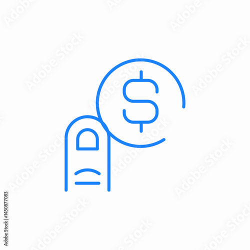 finger tap coin earn icon sign vector
