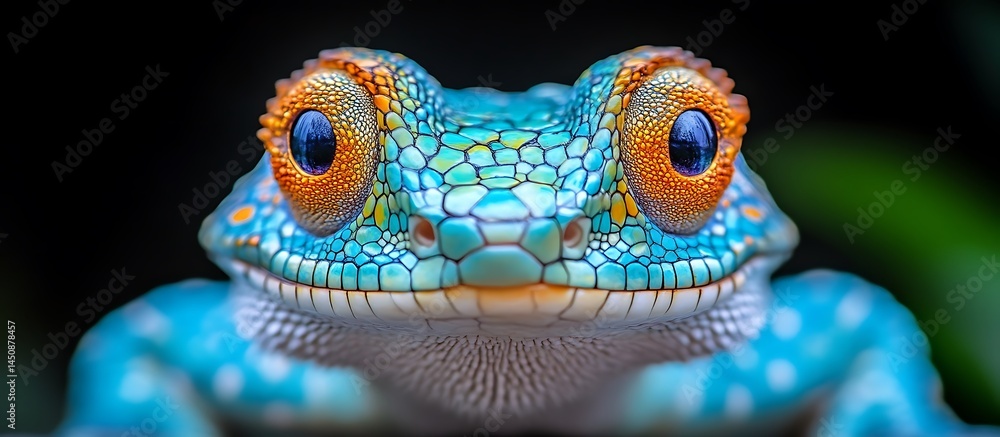 Fototapeta premium Blue Reptile Face Close Up