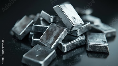 Wallpaper Mural Raw neodymium metal pieces on a reflective surface. Torontodigital.ca