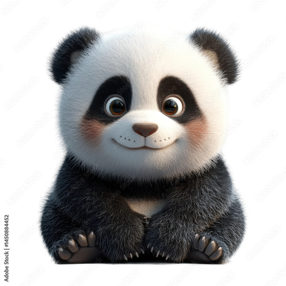 Obraz premium Cute panda playing in a forest animal photo natural setting. Isolated on transparent background, png.