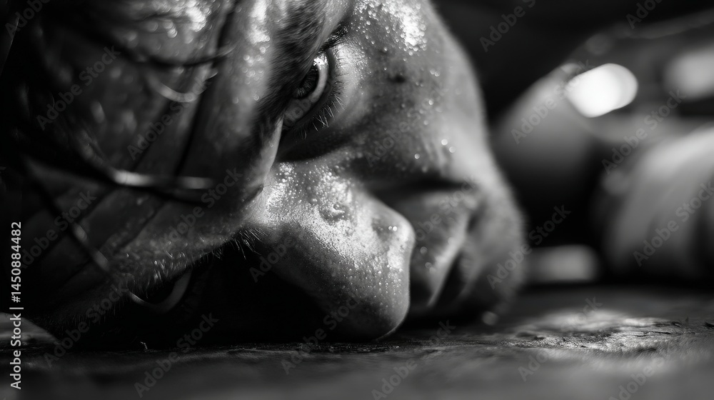 Boxing match intensity ring realistic photograph close-up pre-fight emotion Boxing match intensity ring realistic photograph close-up pre-fight emotion