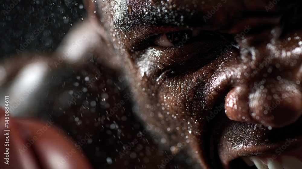 Obraz premium Boxers grimace during punch impact boxing ring photograph intense environment close-up view realistic action