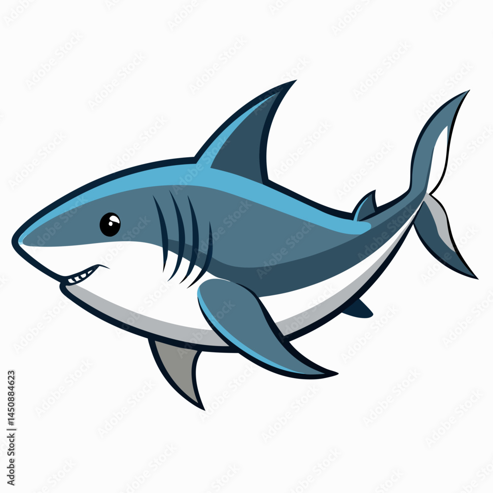 Minimal Bull Shark Vector on White Minimal Bull Shark Vector on White