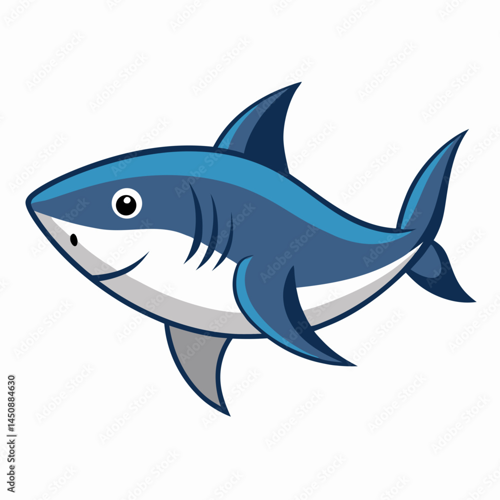 Minimal Bull Shark Vector on White Minimal Bull Shark Vector on White