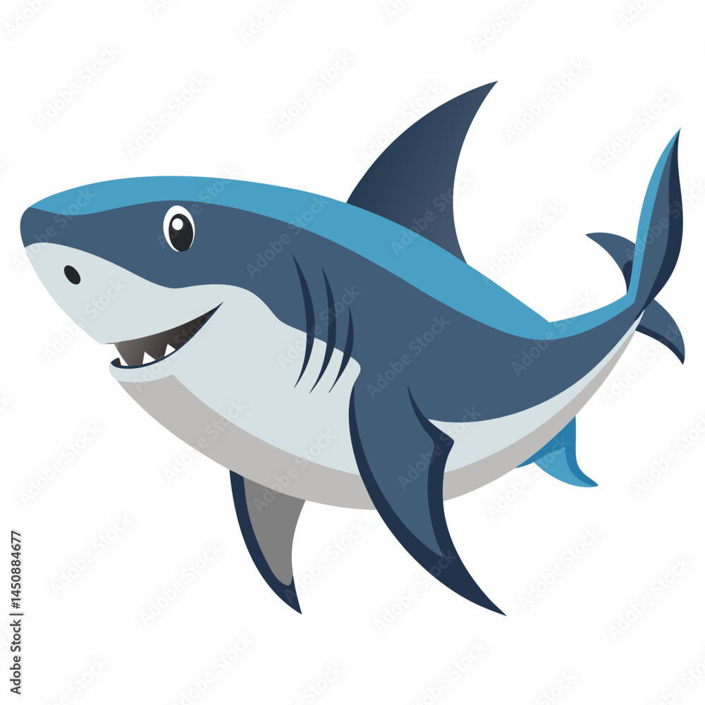 Minimal Bull Shark Vector on White Minimal Bull Shark Vector on White