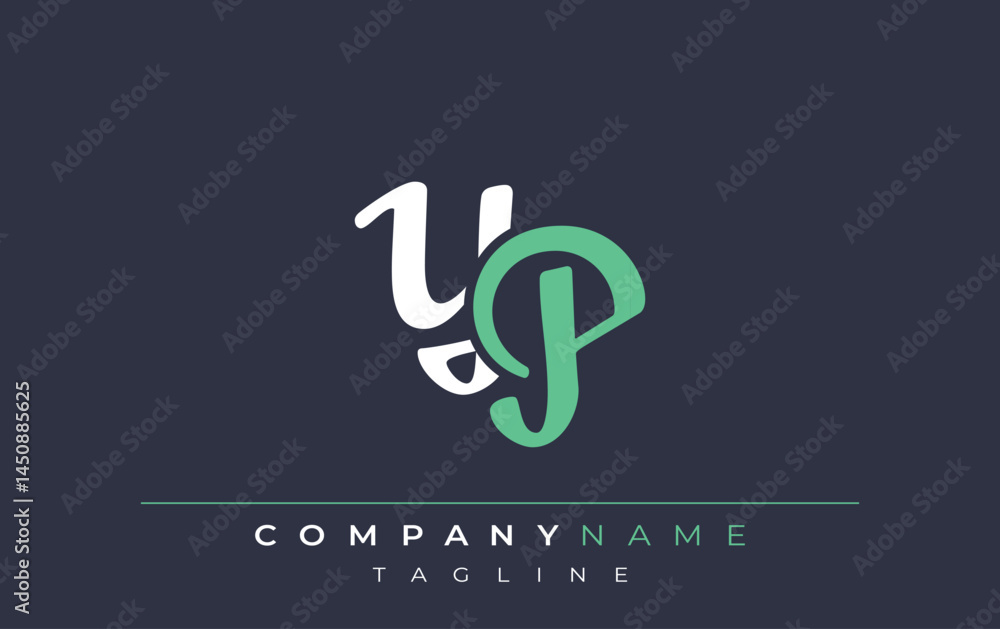 Fototapeta premium Elegant Stylized YP Lettering Design. Stylish Modern Logo featuring Monogram Letters in White and Teal Shade