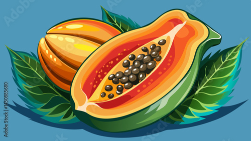 Ripe papaya with velvet skin and sheen,
A harmony of softness, color, and life.
Ideal for fresh dishes or vivid design,
A tropical dream in every slice.