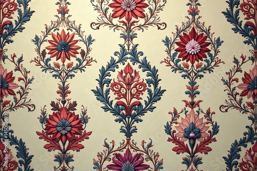 Intricate floral damask pattern in muted tones , muted, repeat