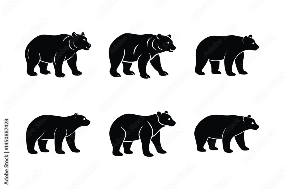 Naklejka premium Stylized Bear Outline Vector Graphic
