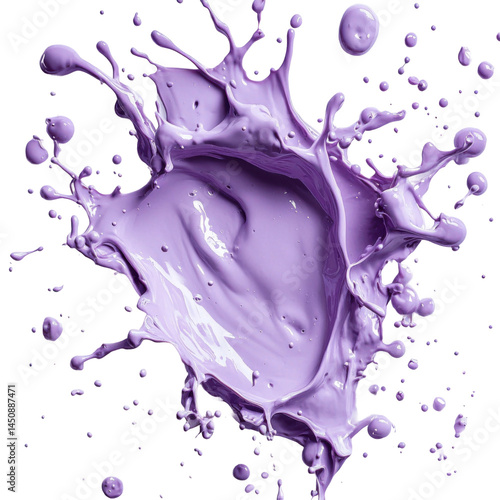 Dynamic purple paint splash action studio high-quality image. Isolated on transparent background, png.
