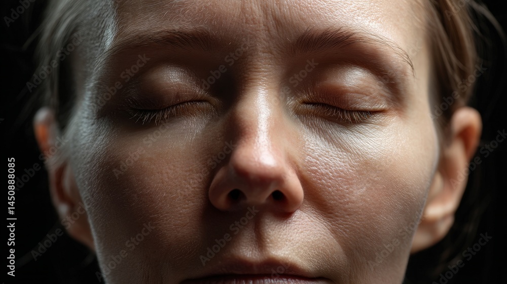 Fototapeta premium Deep inhalation experience intimate setting realistic photograph calm environment close-up view meditation concept