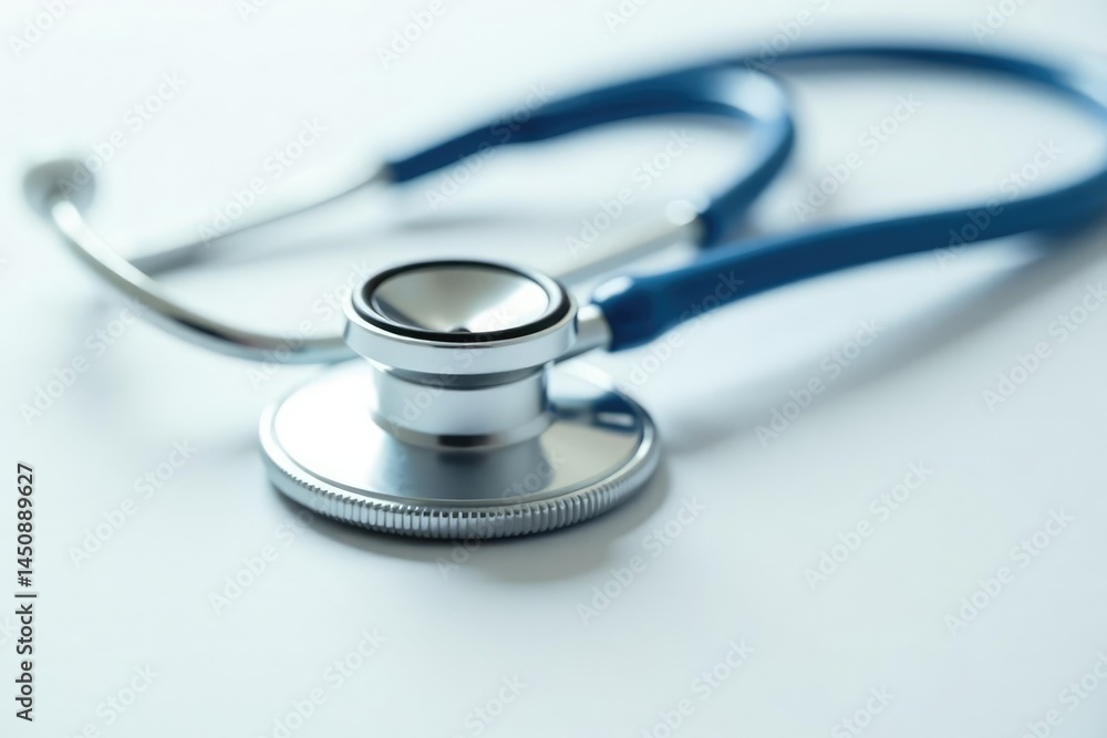 Close-up of stethoscope on white background, veterinary setting, pet health, animal, vet supplies Close-up of stethoscope on white background, veterinary setting, pet health, animal, vet supplies