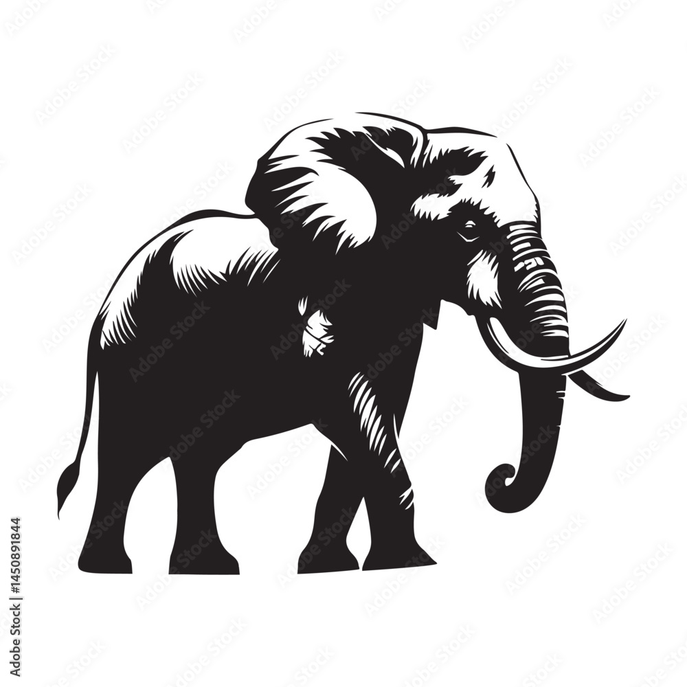 Fototapeta premium Vector silhouette image of a African Elephant