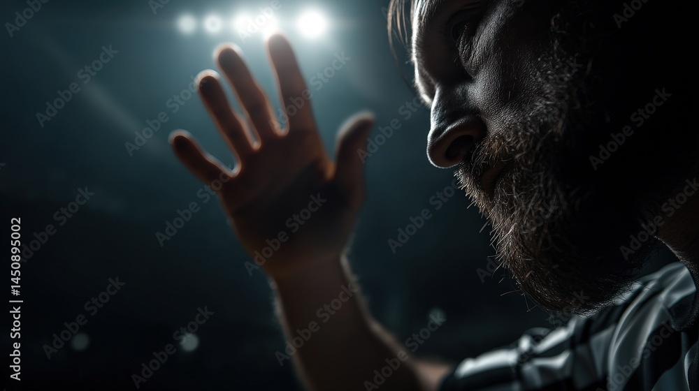 Referee gesture sports event realistic photography stadium close-up hand signal for officiating Referee gesture sports event realistic photography stadium close-up hand signal for officiating