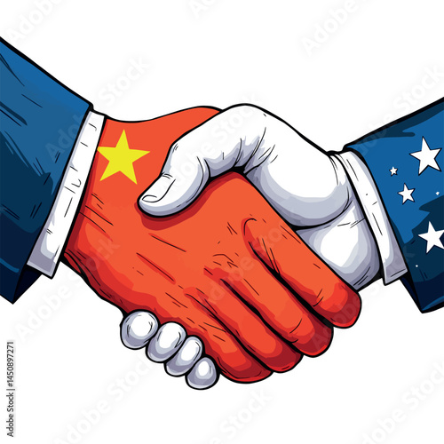 Vsai united states and china shaking hands, cooperation and agreement concept